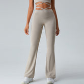 Pantalon de yoga taille haute Cloud Sense à fines bretelles croisées, pantalon de course à pied, pantalon d'entraînement, jambes larges et contractantes